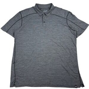Smartwool Mens Merino Sport 150 Polo Shirt Gray Charcoal Heather XXL Pocket